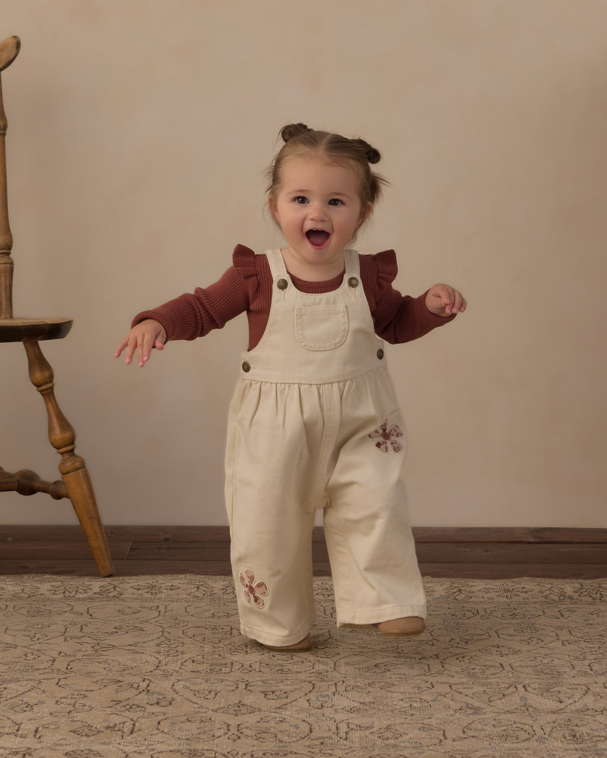 Rylee + Cru Shoulder Ruffle Bodysuit Brick