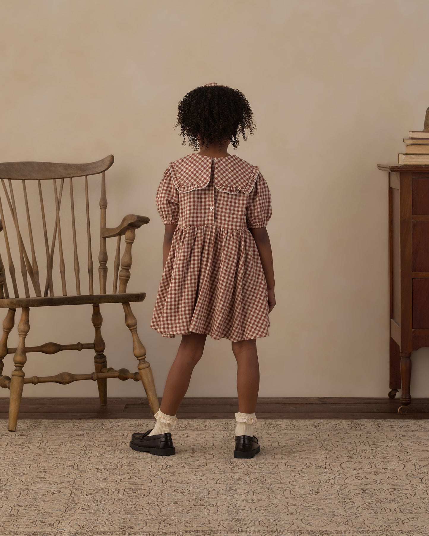 Rylee + Cru Camille Dress Brick Check