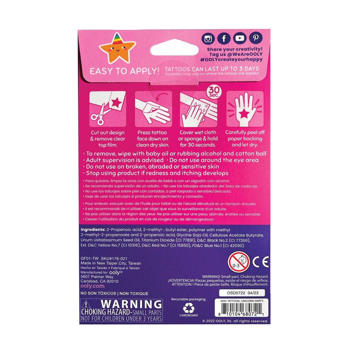 OOLY - Mini Temporary Tattoos - Unicorn Party