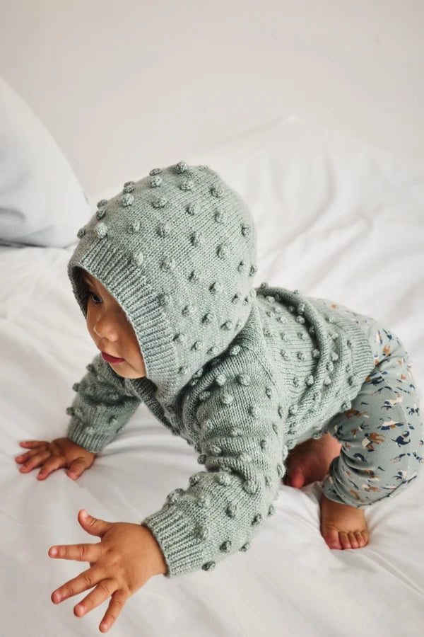 Misha & Puff Baby Hooded Popcorn Cardigan