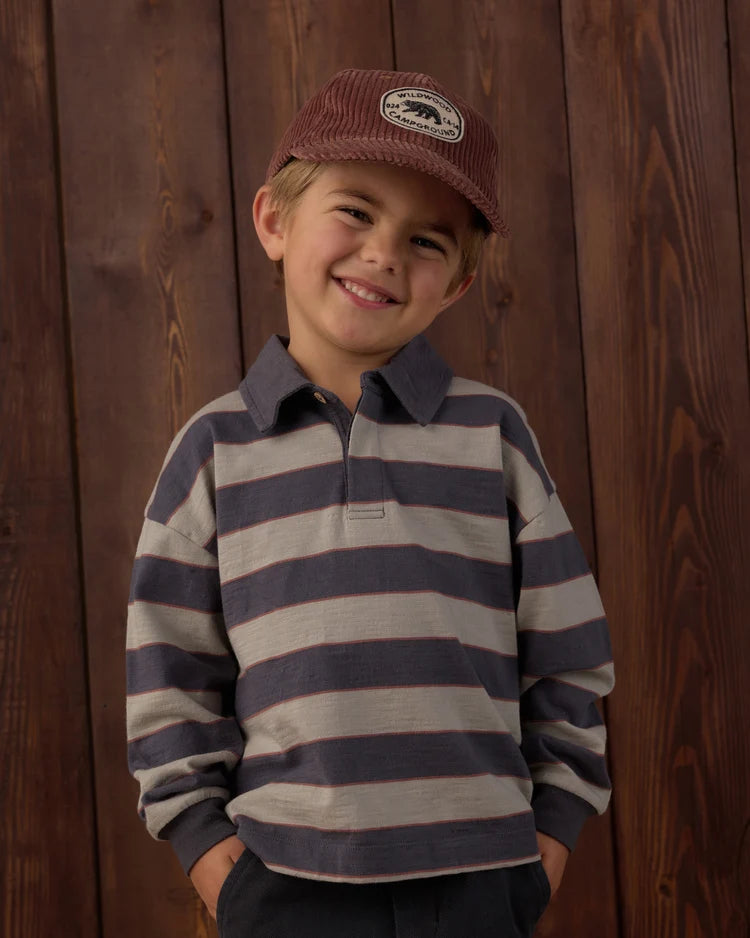 Rylee + Cru Rugby Polo Sage Stripe