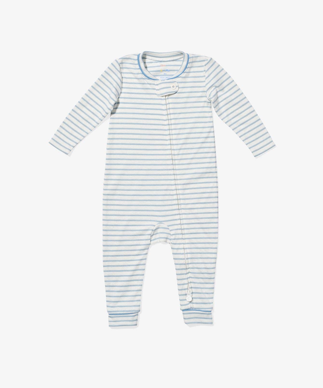 Oso & Me - Ziggy Zip Romper, Dusty Blue Mini Stripe