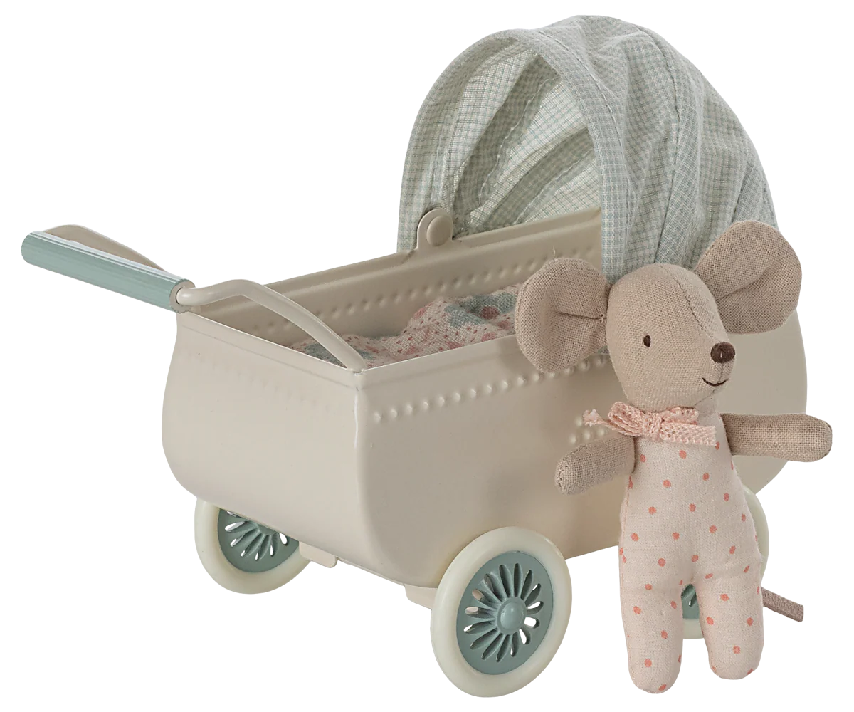 Maileg Pram with Baby Mouse
