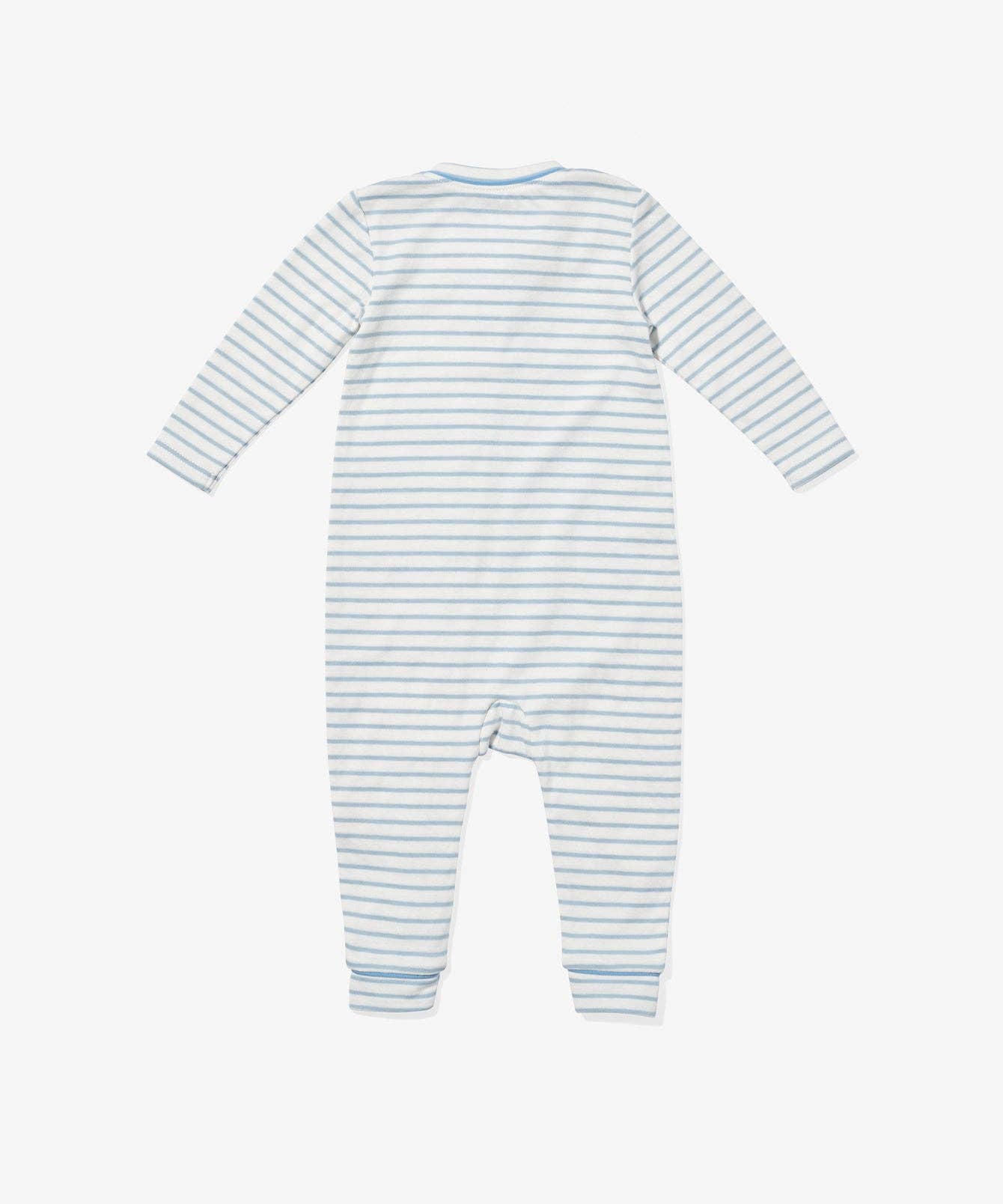 Oso & Me - Ziggy Zip Romper, Dusty Blue Mini Stripe