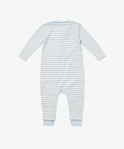 Oso & Me - Ziggy Zip Romper, Dusty Blue Mini Stripe