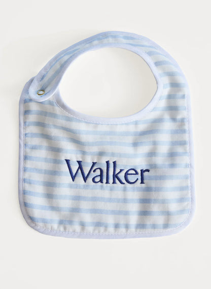 Timo & Violet Baby Blue & White Striped Bib Blue