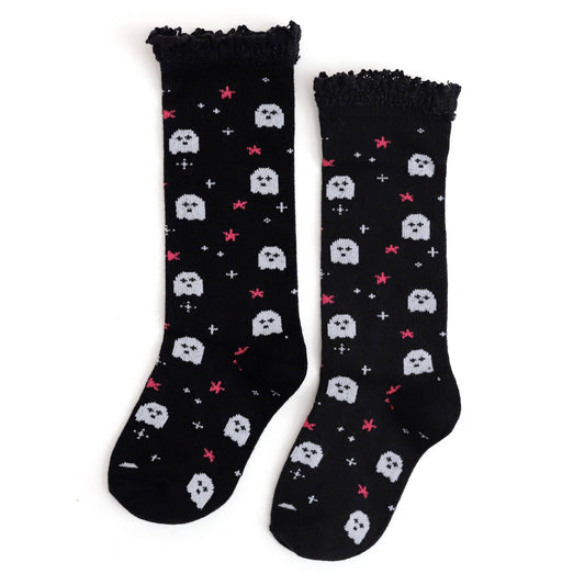 Little Stocking Co. - Ghouly Girl Lace Top Knee High Socks