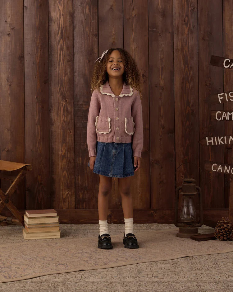Rylee + Cru Collared Cardigan Rosewood