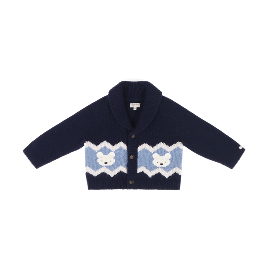 Donsje Kwinten Merino Wool Cardigan Polar Navy
