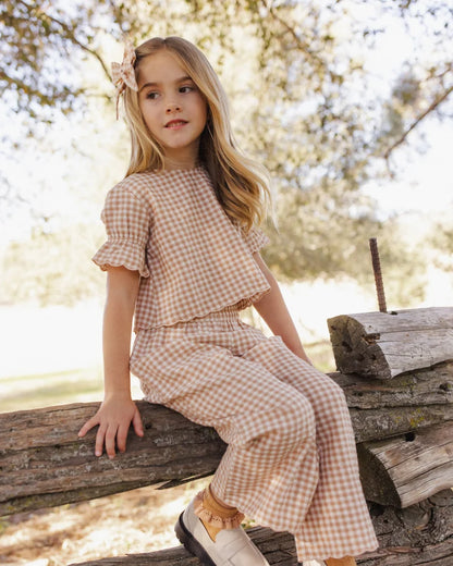 Rylee + Cru Wide Leg Pant Fawn Gingham