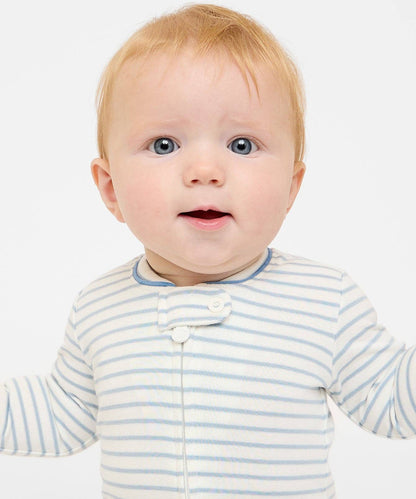 Oso & Me - Ziggy Zip Romper, Dusty Blue Mini Stripe