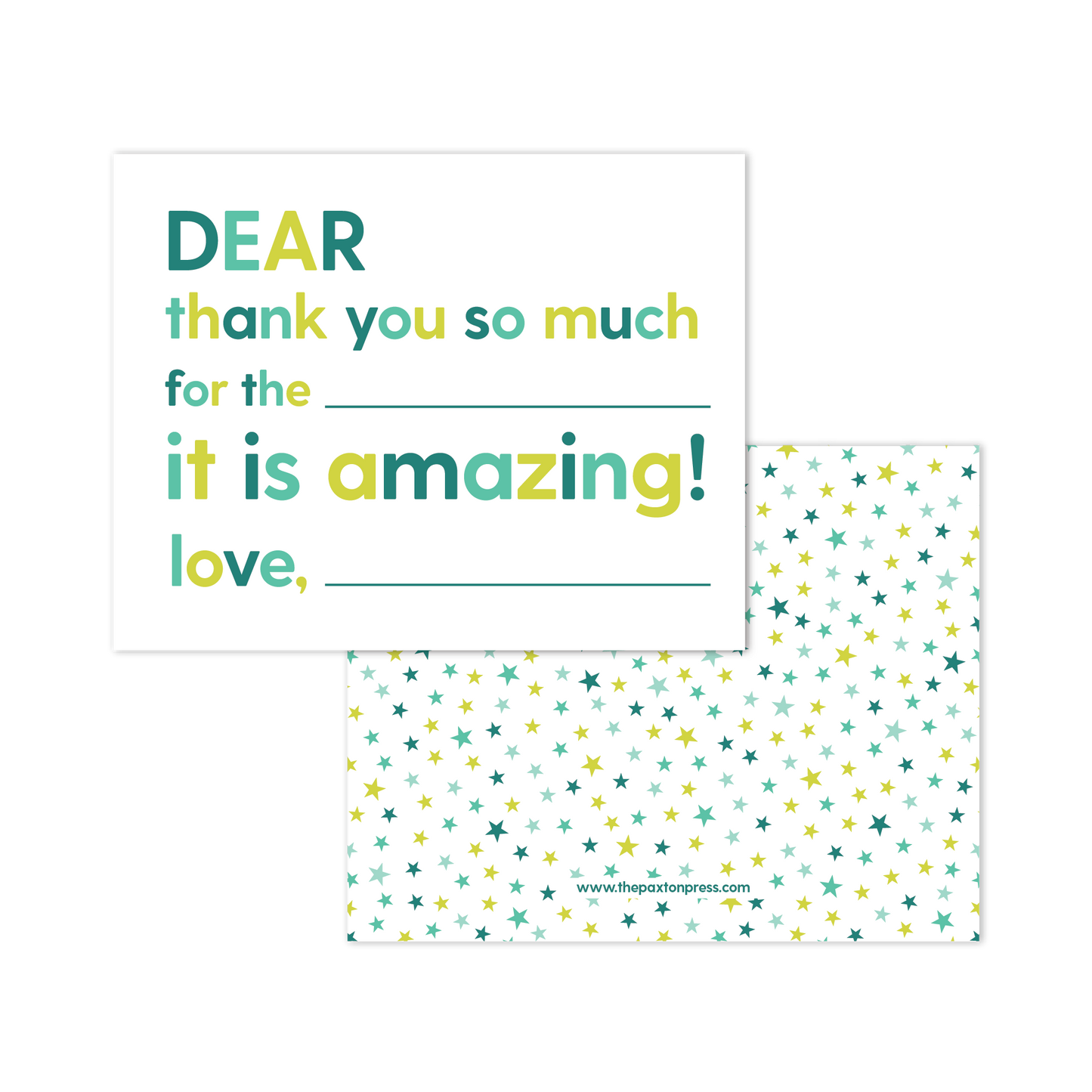 The Paxton Press - Kids Fill-in-the-blank Thank Yous (Multiple Color Options!)