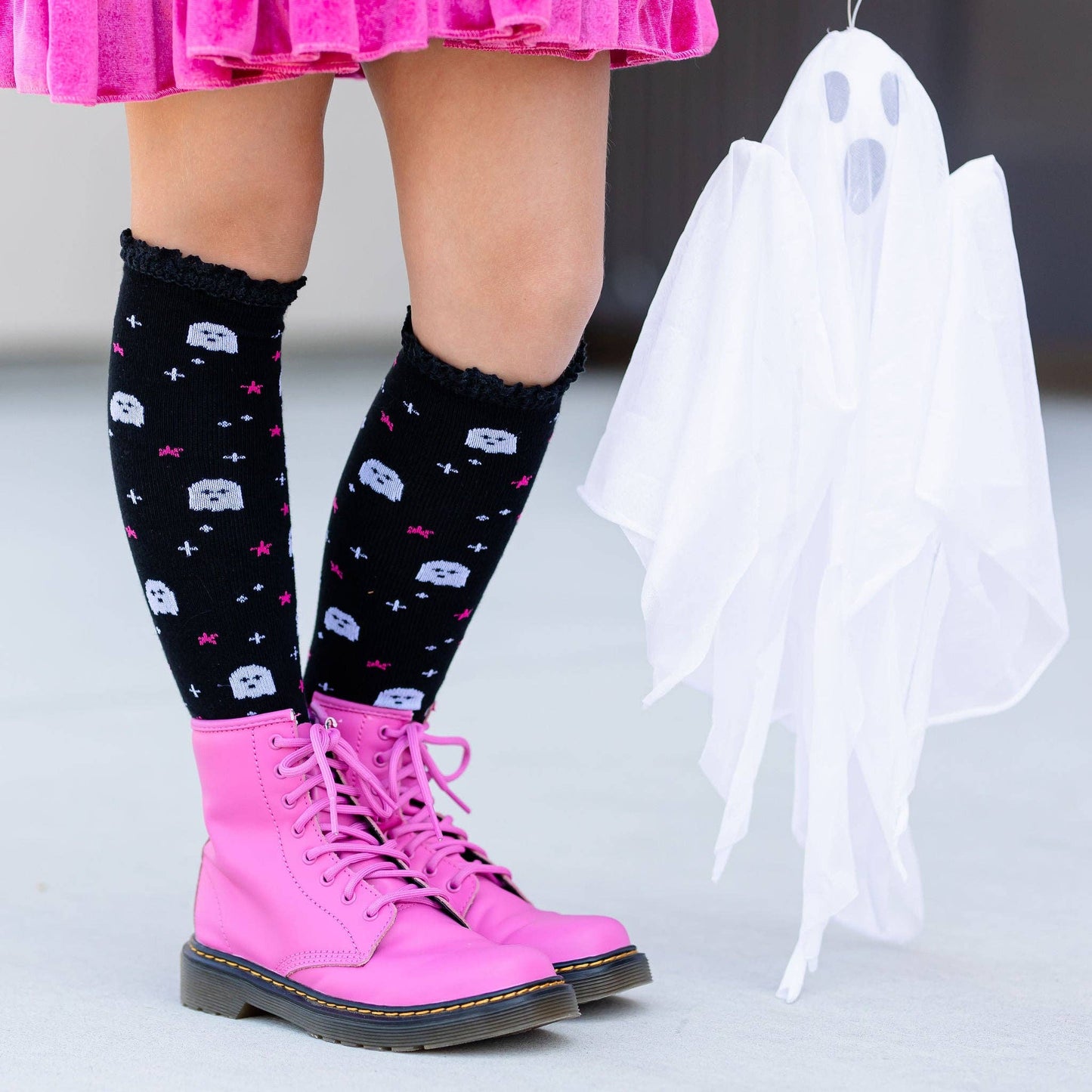 Little Stocking Co. - Ghouly Girl Lace Top Knee High Socks