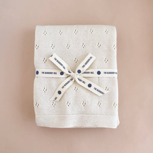 The Blueberry Hill Heirloom Pique Blanket, Cream