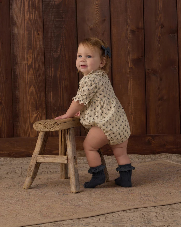 Rylee + Cru Lace Trim Socks, 2-Pack Fawn, Midnight