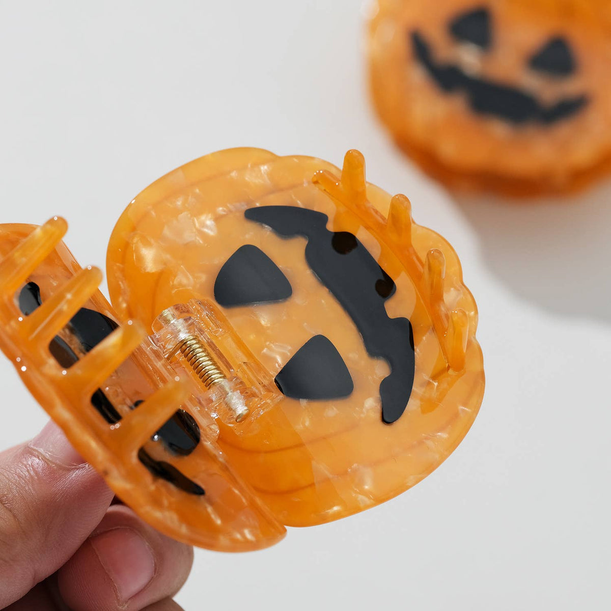 Adorro - Jack O Lantern Pumpkin Claw Clip - Large