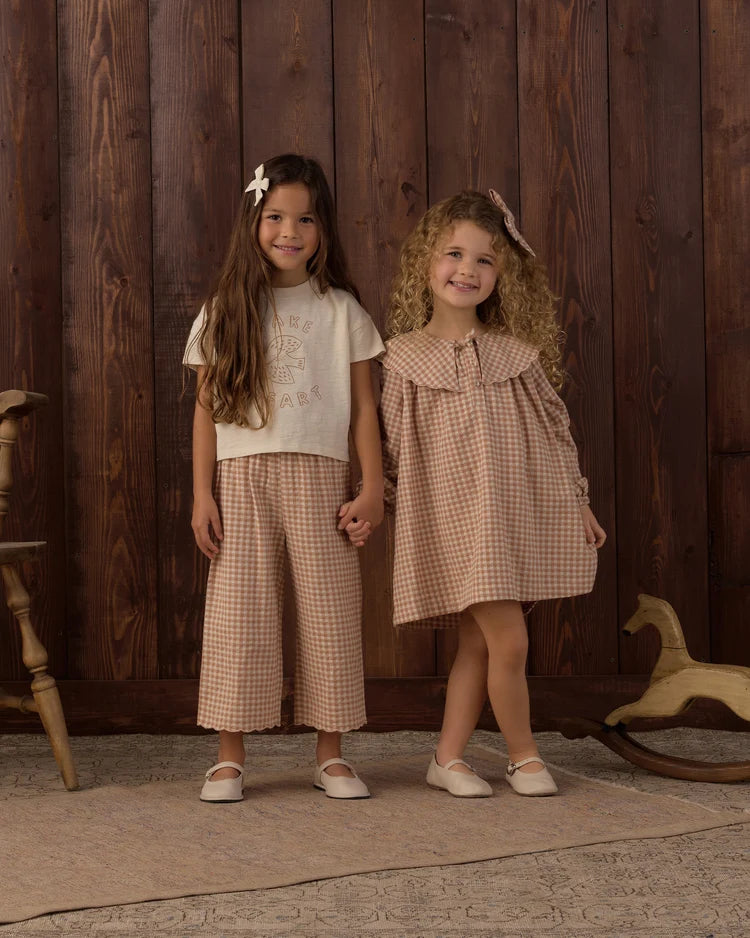Rylee + Cru Wide Leg Pant Fawn Gingham