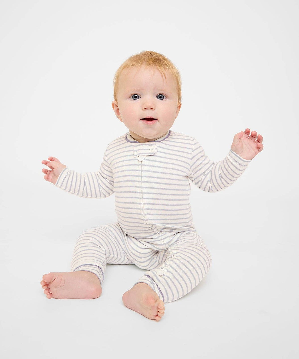 Oso & Me - Ziggy Zip Romper, Cloud Mini Stripe