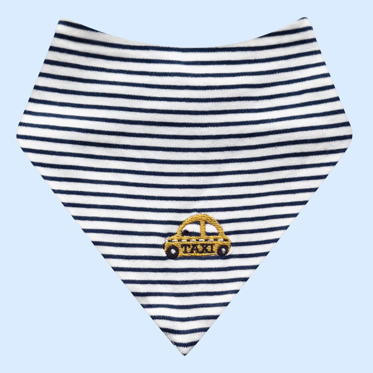 Estella - Baby Bib with Taxi Embroidery, Organic Newborn Kerchief