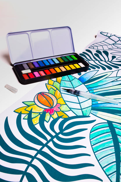 OMY - Watercolor paint set with water brush