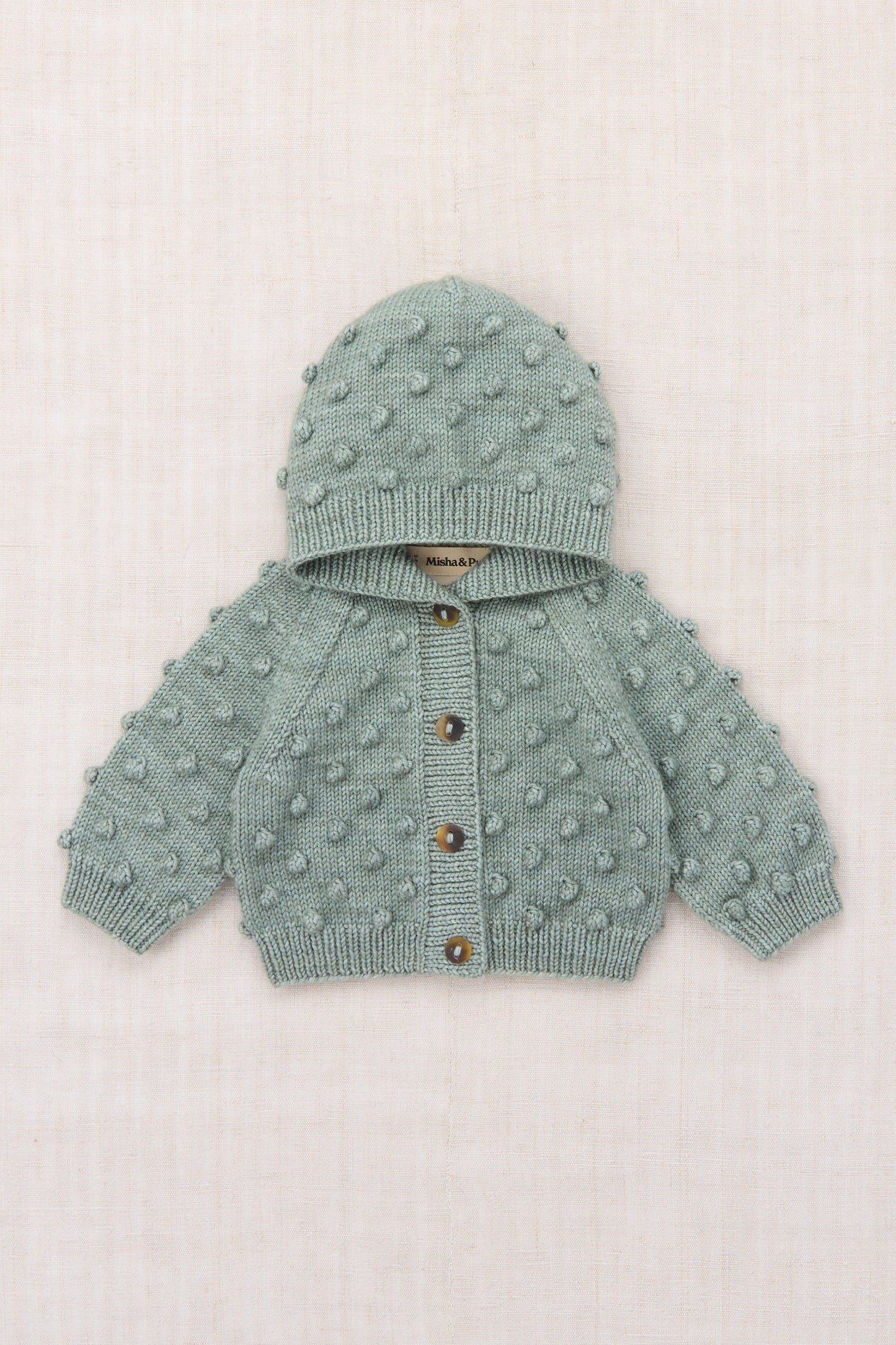 Misha & Puff Baby Hooded Popcorn Cardigan