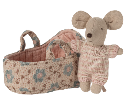Maileg Baby Mouse in Carry Cot