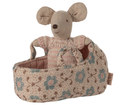 Maileg Baby Mouse in Carry Cot