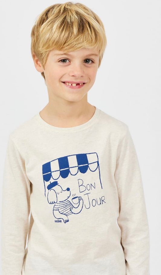 Arsène et les Pipelettes Bonjour T-Shirt - Heather Sand