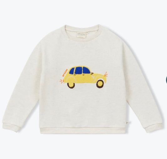 Arsène et les Pipelettes Car Sweatshirt - Heather Sand