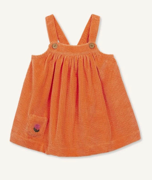Arsène et les Pipelettes Velvet Baby Dress - Orange
