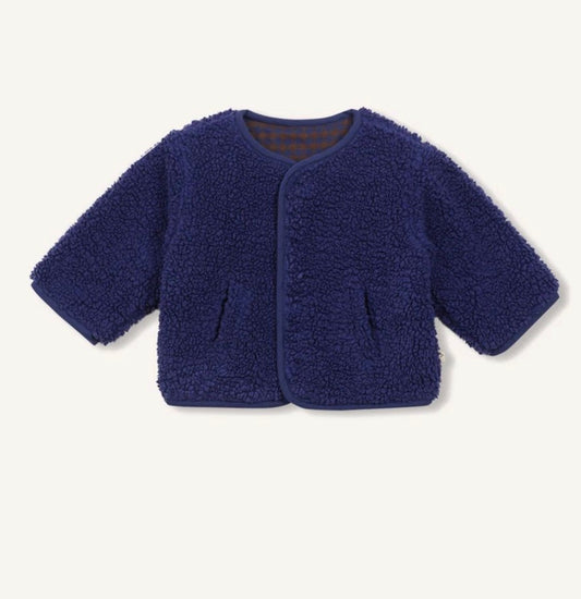 Arsène et les Pipelettes Reversible Sherpa Baby Jacket - Navy