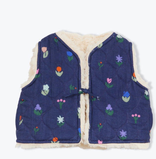 Arsène et les Pipelettes Reversible Baby Vest - Flowers