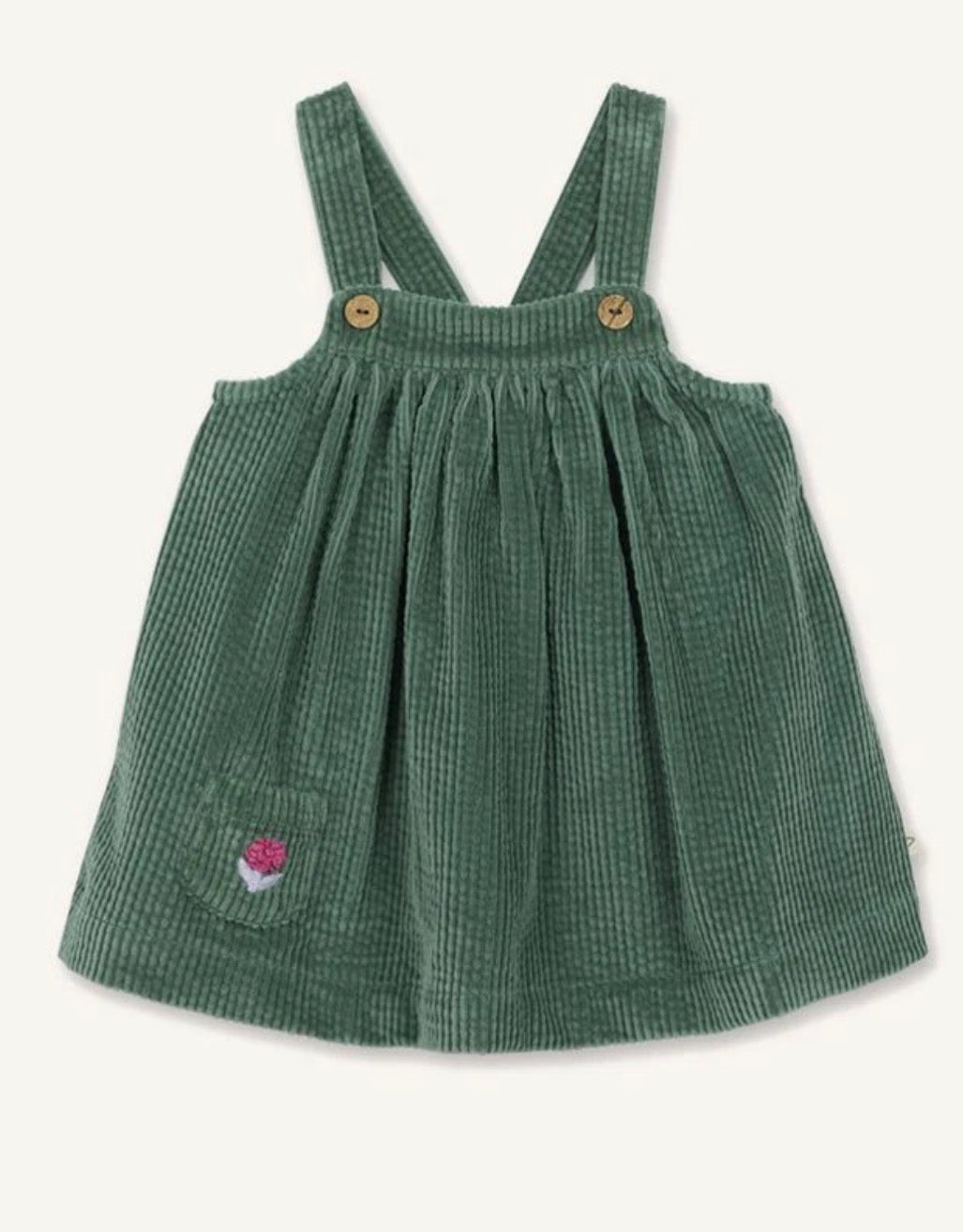Arsène et les Pipelettes Velvet Baby Dress - Green