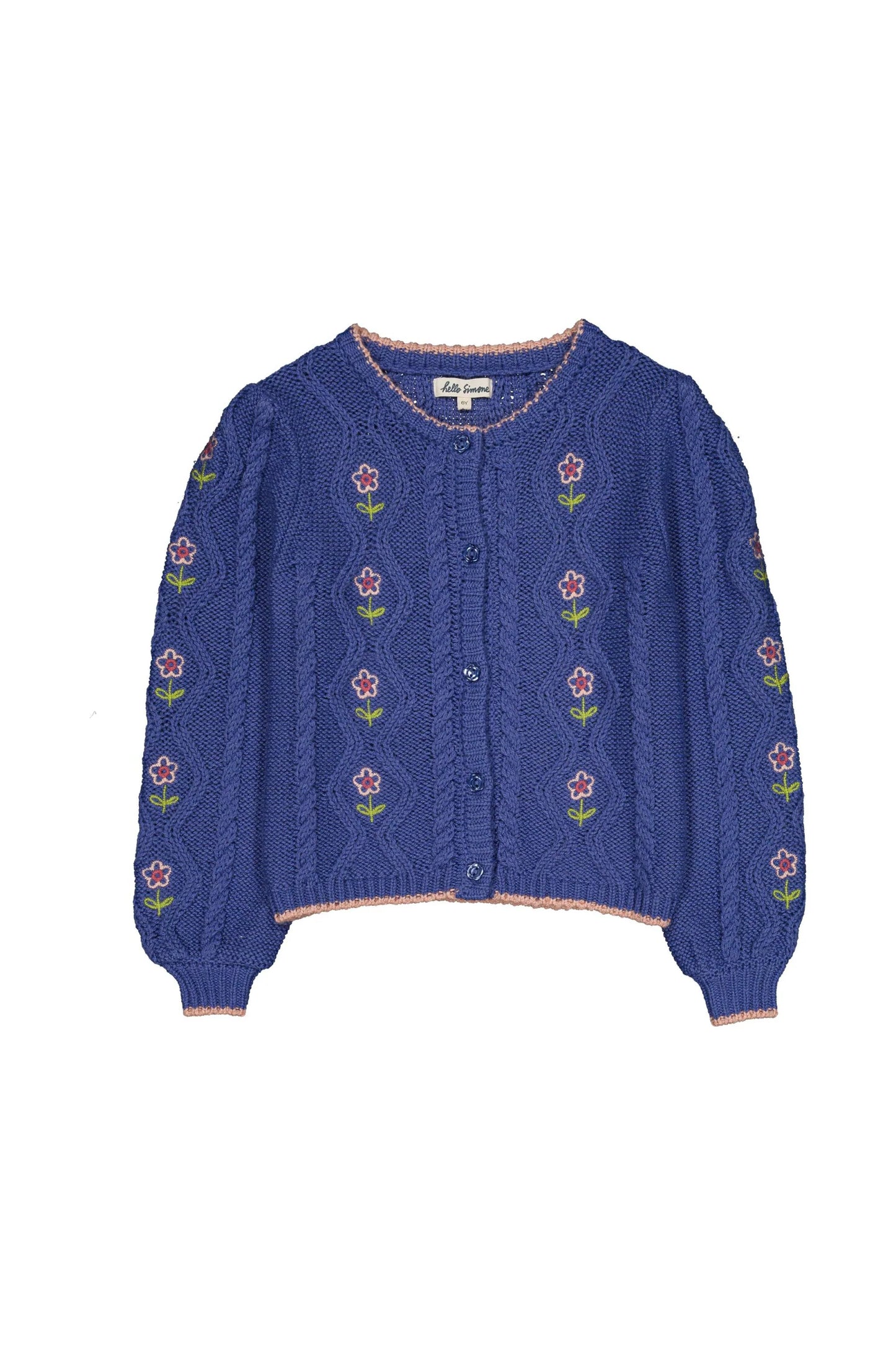 Hello Simone Lison cable knit cardigan Storm Blue