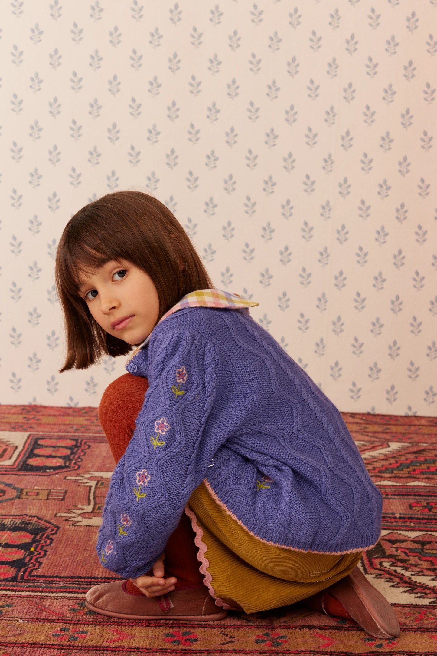 Hello Simone Lison cable knit cardigan Storm Blue