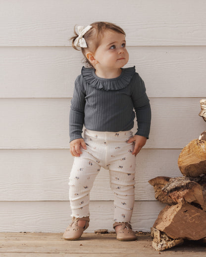 Rylee + Cru Ruffle Collar Bodysuit Midnight