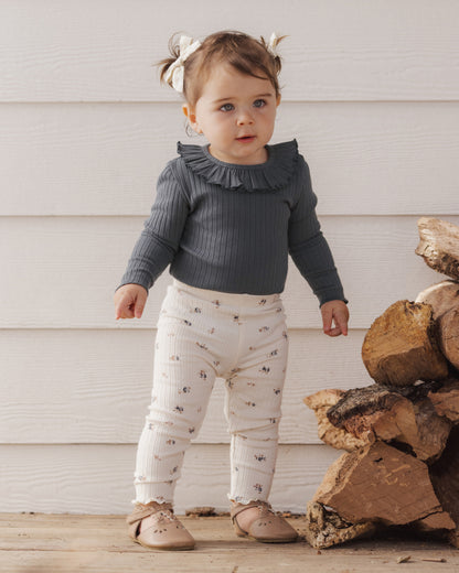 Rylee + Cru Ruffle Collar Bodysuit Midnight