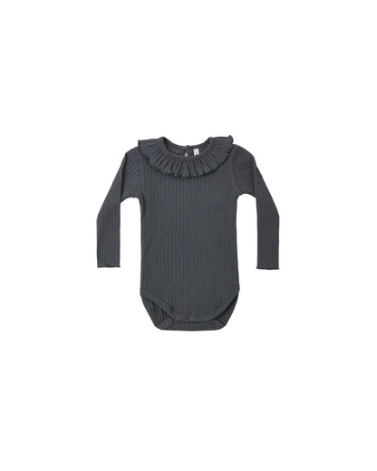 Rylee + Cru Ruffle Collar Bodysuit Midnight