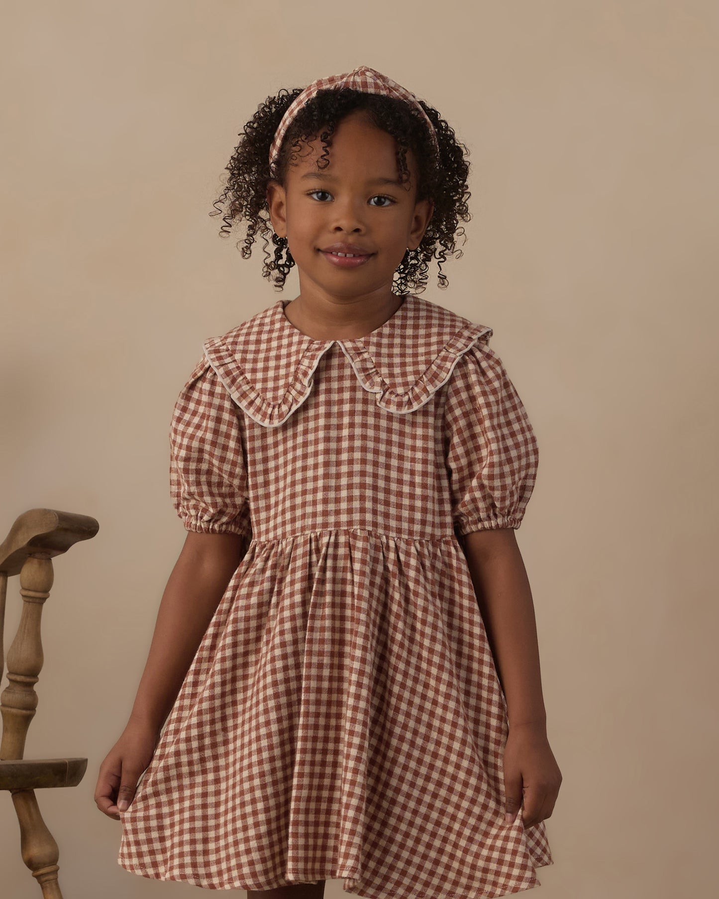 Rylee + Cru Camille Dress Brick Check
