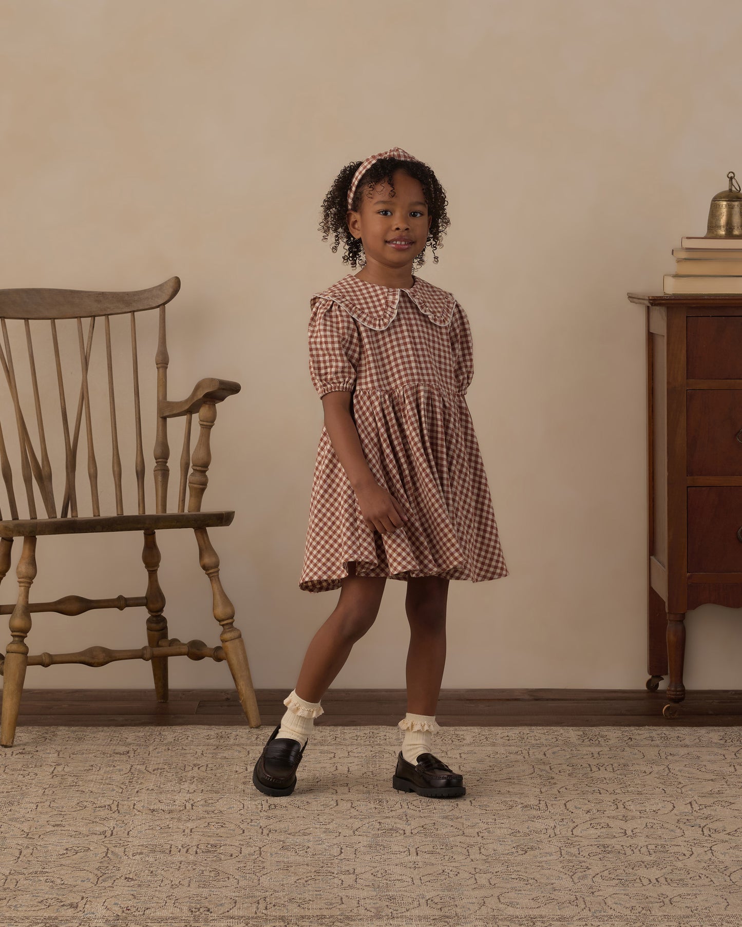 Rylee + Cru Camille Dress Brick Check