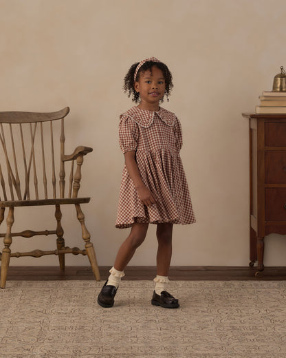 Rylee + Cru Camille Dress Brick Check