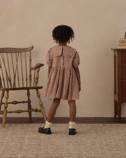 Rylee + Cru Camille Dress Brick Check