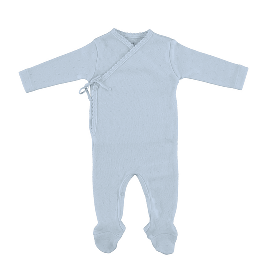 Bebe Organic Bebe Wrap Overall - Blue Pointelle