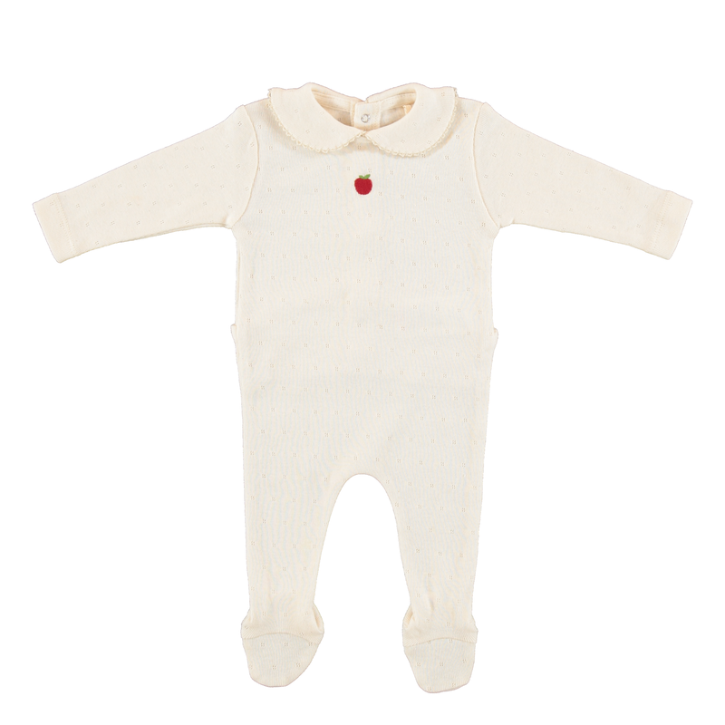 Bebe Organic Bebe Apple Collar Overall - Natural Pointelle