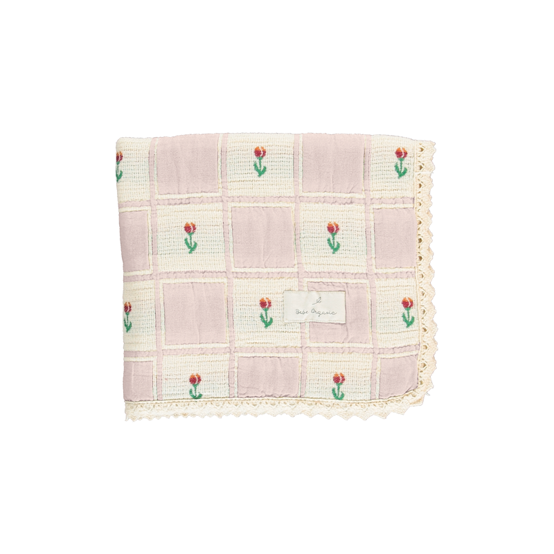 Bebe Organic Bella Blanket - Mauve Tulip Patch