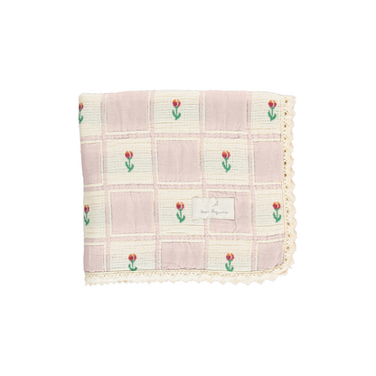 Bebe Organic Bella Blanket - Mauve Tulip Patch