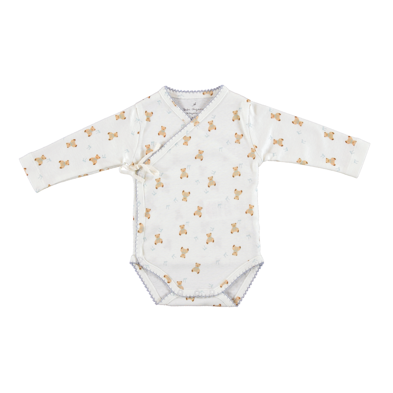 Bebe Organic Ted Wrap Onesie Blue