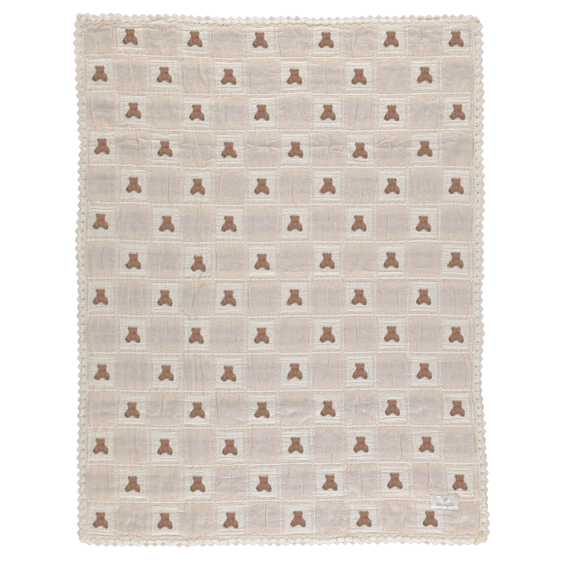 Bebe Organic Teddy Blanket - Teddy Sand Patchwork