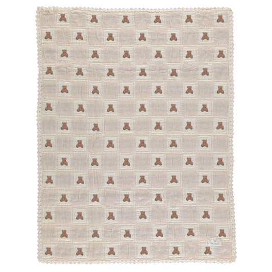 Bebe Organic Teddy Blanket - Teddy Sand Patchwork