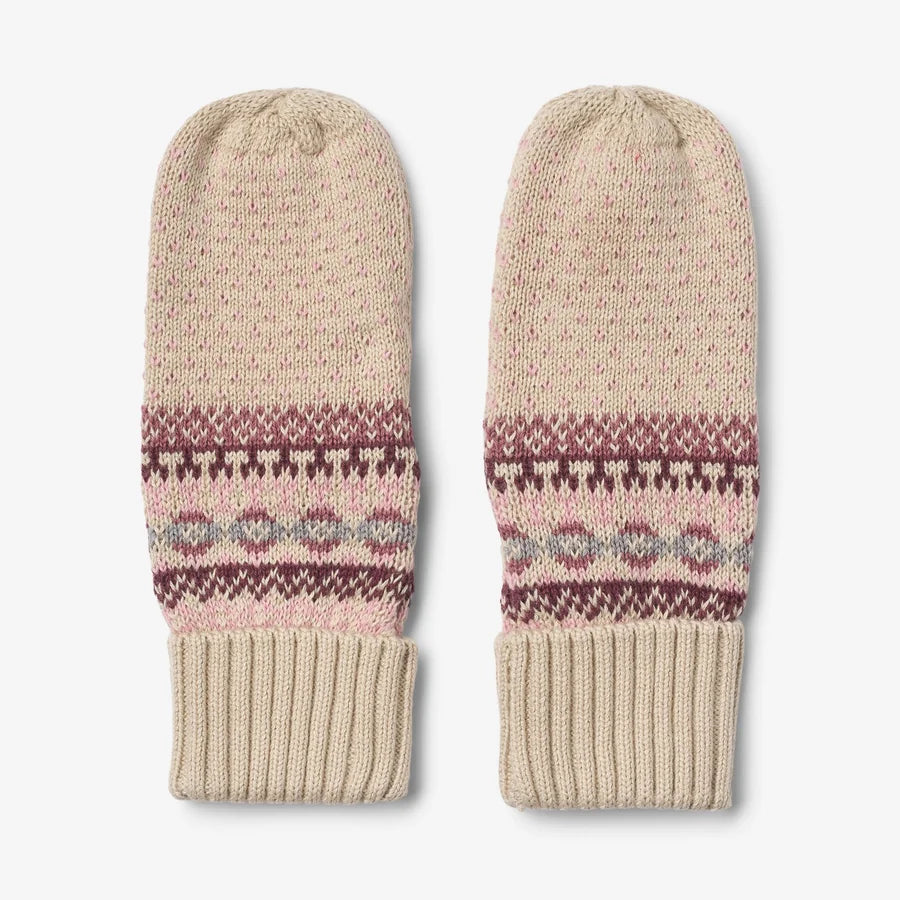 Wheat Jacquard Mittens Cotta